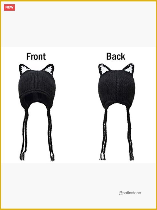 Cute Cat Ears Knit Hat Ear Flap Crochet Beanie main image 6